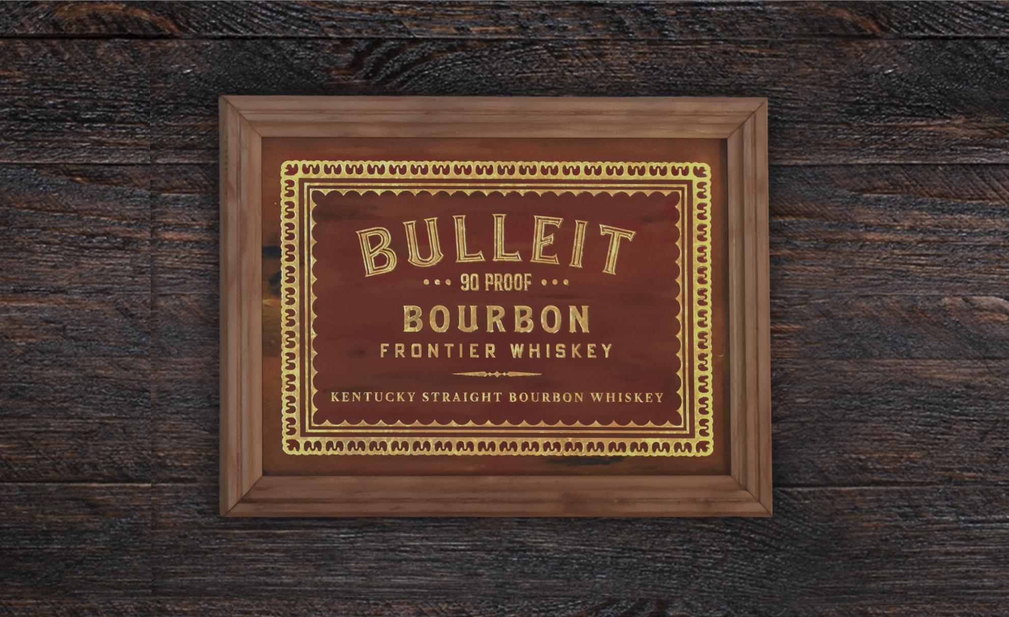 Bulleit Bourbon sign — gold leaf detail