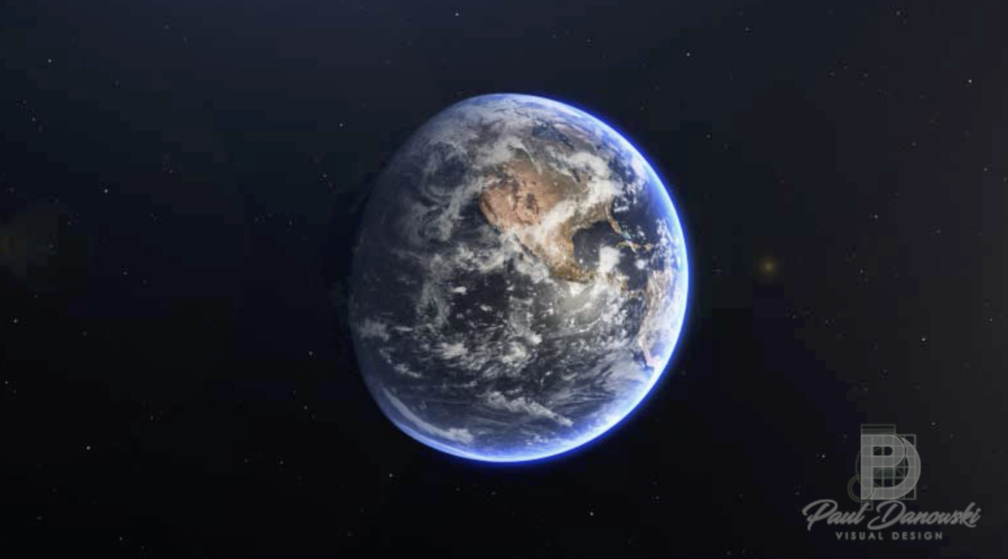 Flying Through Space — still frame from 3D animation