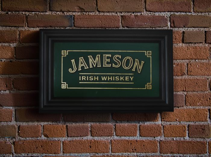 Jameson Irish Whiskey reverse gilded sign