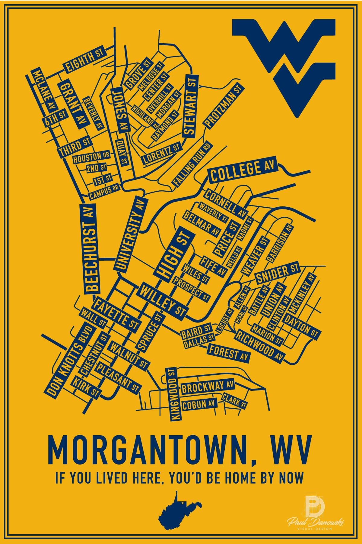 Morgantown WV map poster